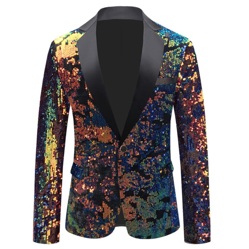 HBDesign New Men's Dress Velvet Sequin Multicolor Sparkly Men's Jackets