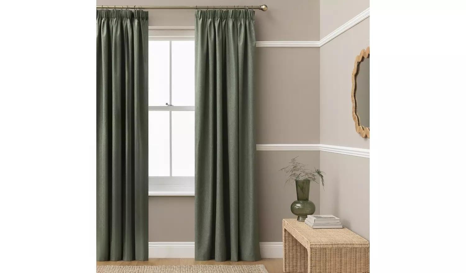 SEGOY Blackout Pencil Pleat Curtains - Green - 168x229cm