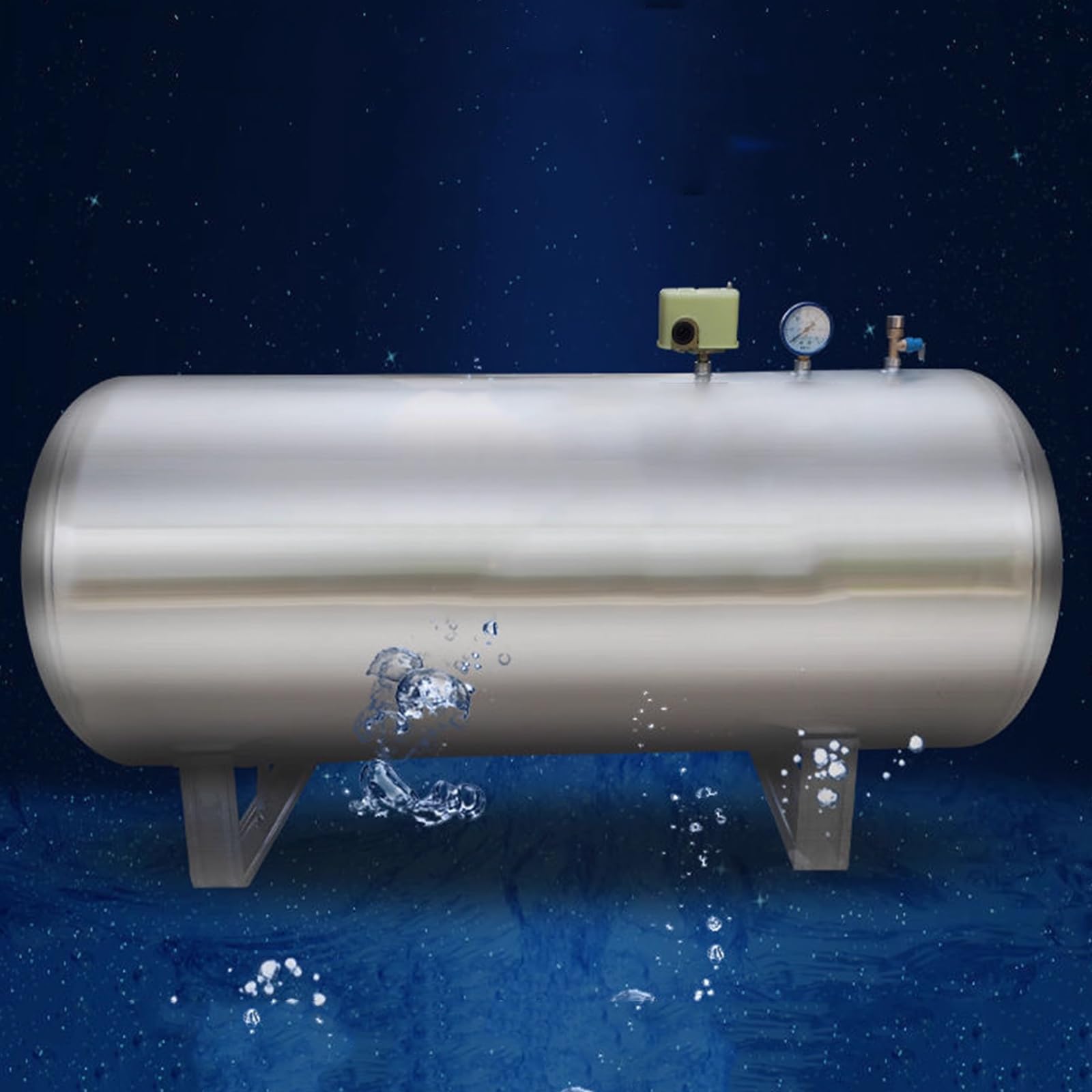 Serbatoio Orizzontale Di Stoccaggio Dell'acqua Di Pressione, Serbatoio A Pressione Addensato Dell'acciaio Inossidabile, Contenitore Di Stoccaggio Dell'acqua Di Grande Capacità(160L/42.2Gal)