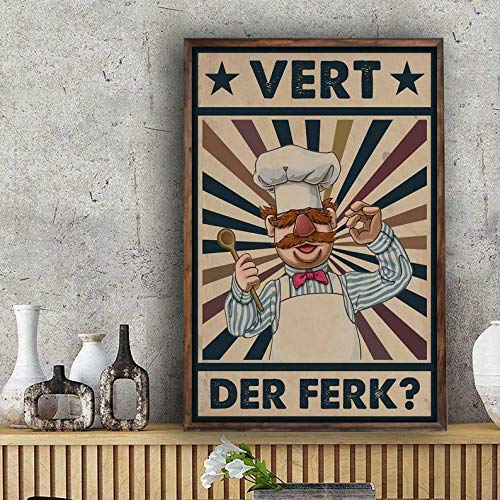 BCTS Swedish Chef Vert Der Ferk Vintage Glossy Poster Muppet Living Home D¨¦cor Gift Home Decor Art Wall Decor Metal Sign 8X12 inch