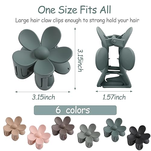 Miniatura 2 de 6 pinzas para el pelo de flores, pinzas mate para mujer, pinzas de flores para cabello grueso y delgado, pinzas grandes para niñas, clips
