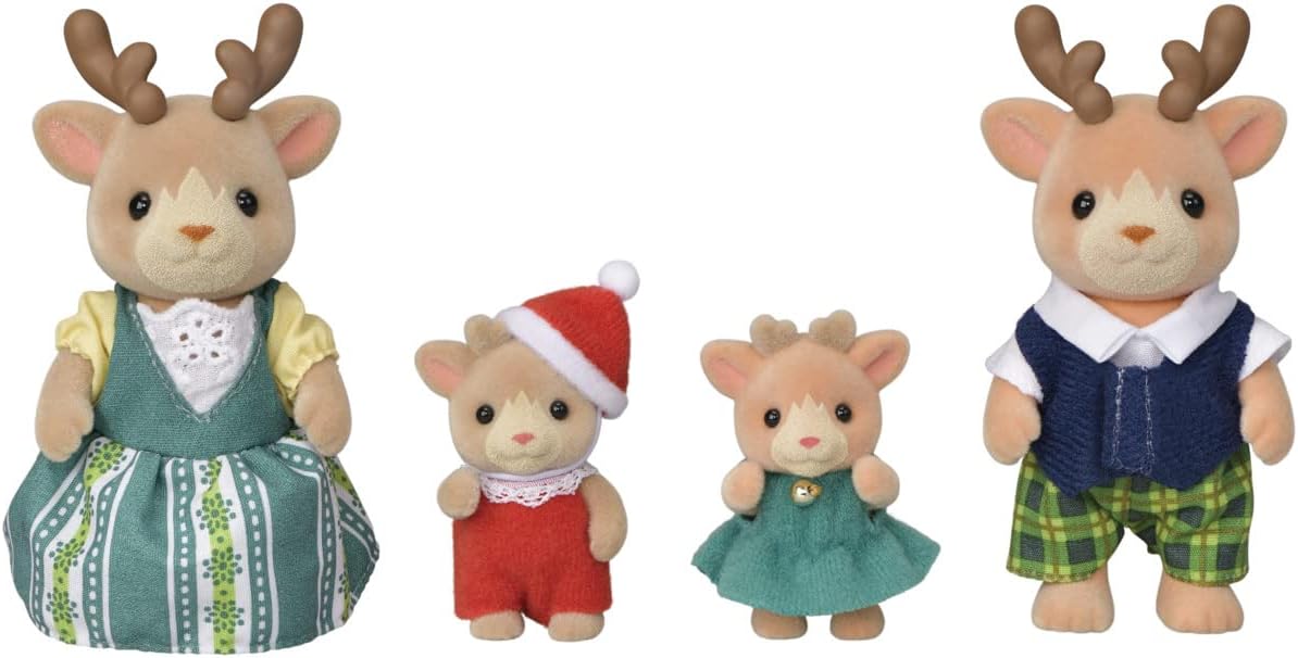 Calico Critters Reindeer Family, Set of 4 Collectible Doll Figures