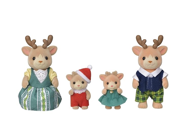 Calico Critters Reindeer Family - Set of 4 Collectible Doll Figures for Ages 3+ - Reindeer Family - Multicolor