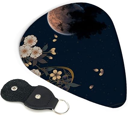 Amazon 桜 和風 花柄 満月 ギターピック ハードギターピック 3dプリント ピック Guitar Pick トライアングル 6枚のピック アコースティック Abs材質 エレクトリックギター用ピック おしゃれ 楽器 音響機器 楽器