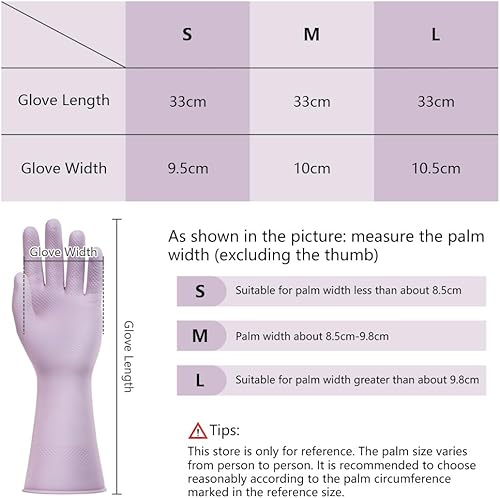 Miniatura 2 de AUAUY Guantes reutilizables para lavar platos de cocina, guantes de goma para limpieza del hogar, guantes antideslizantes e impermeables para