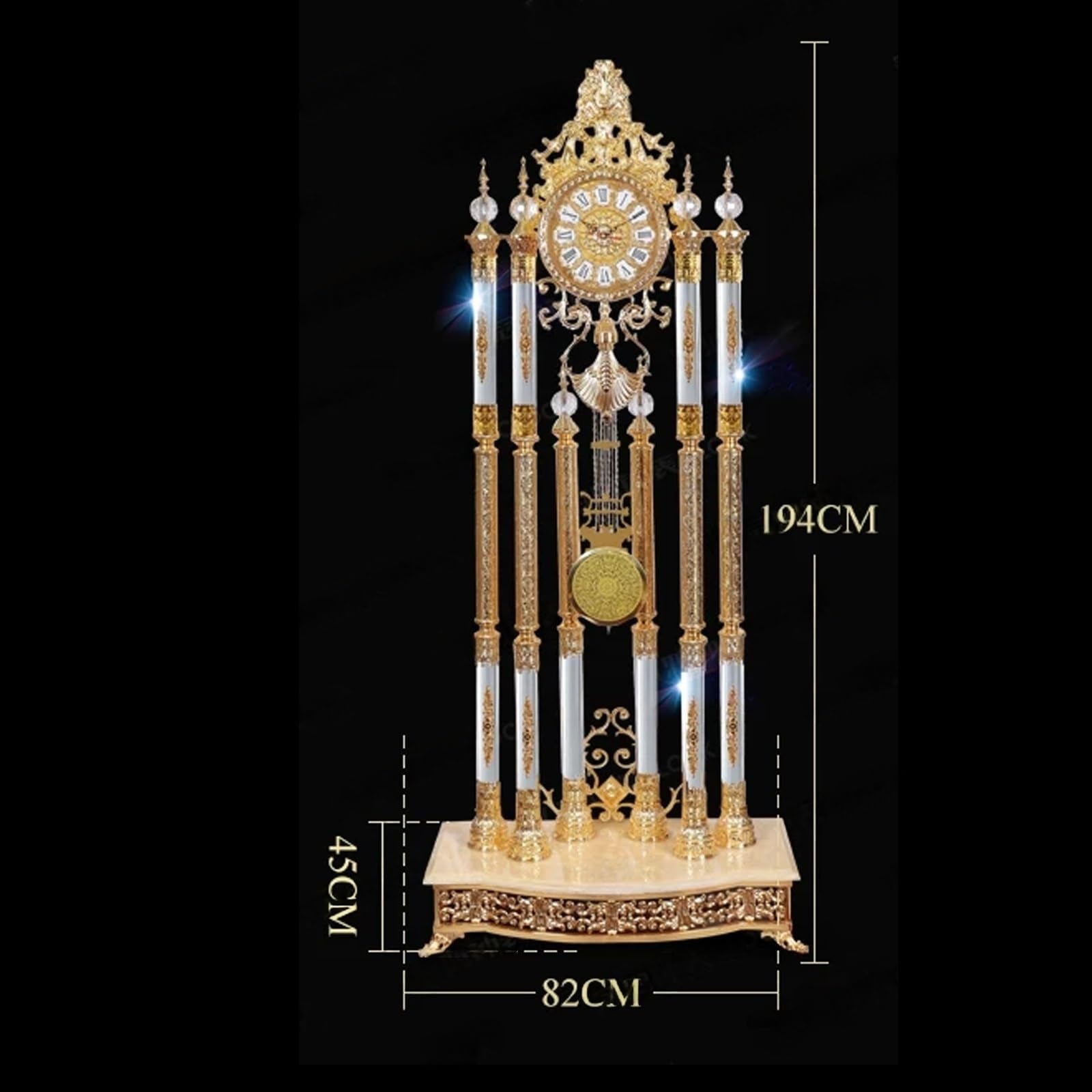 Decorativo Reloj de Piso Metal Estilo Europeo Adornado Independiente para la Oficina