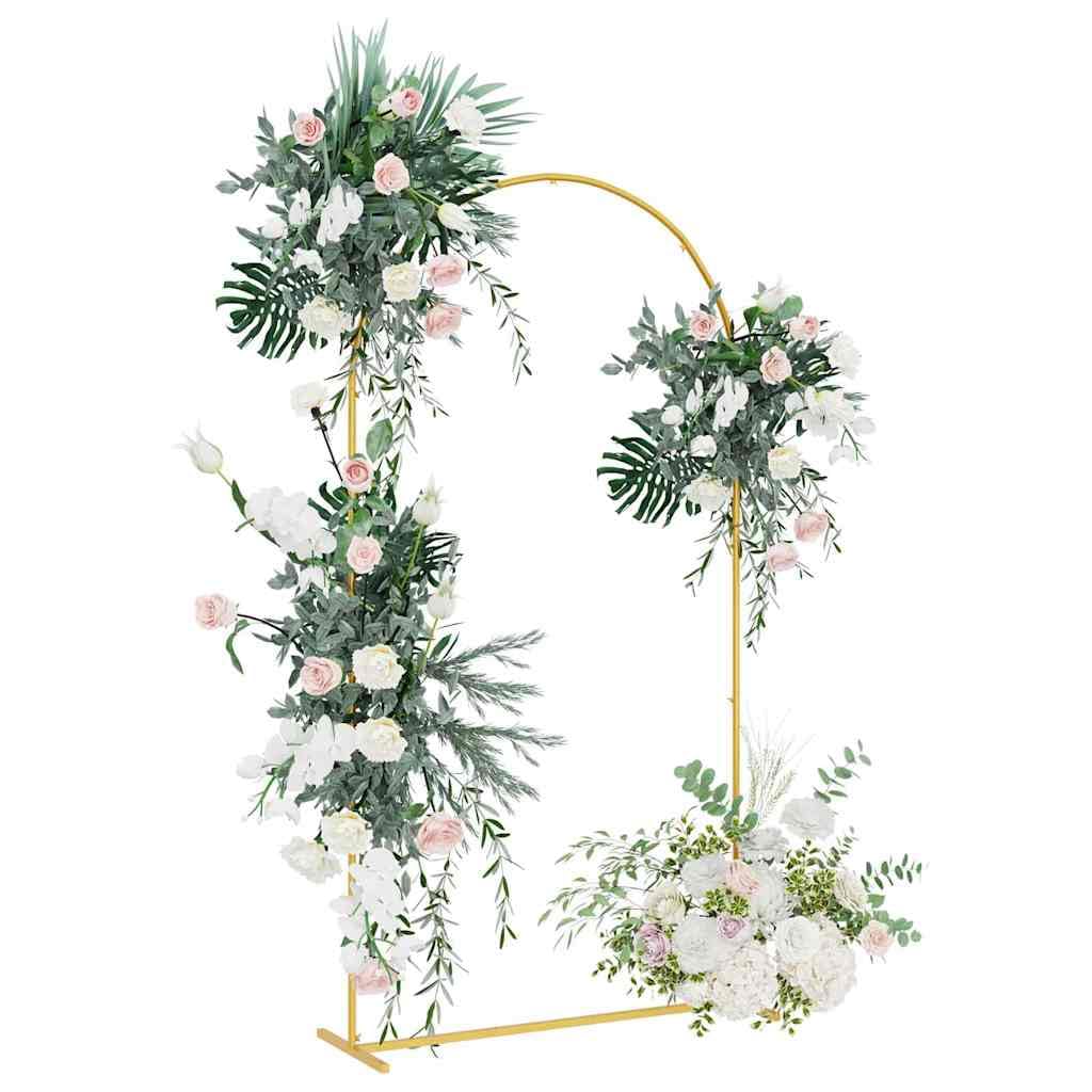 Goldener Hochzeitsbogen aus Stahl, 100 x 39 x 200 cm, Gartenbogen für Hochzeit und Gartenparty, stabile Kletterhilfe für Rosen, Clematis, Weinrebe und dekorative Außenbereiche