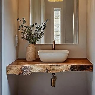 25 Green Bathroom Ideas Bringing Nature Indoors 100 RESINHOMEFURNITURE Handmade Live Edge Bathroom Vanity Shelf Rustic Float...