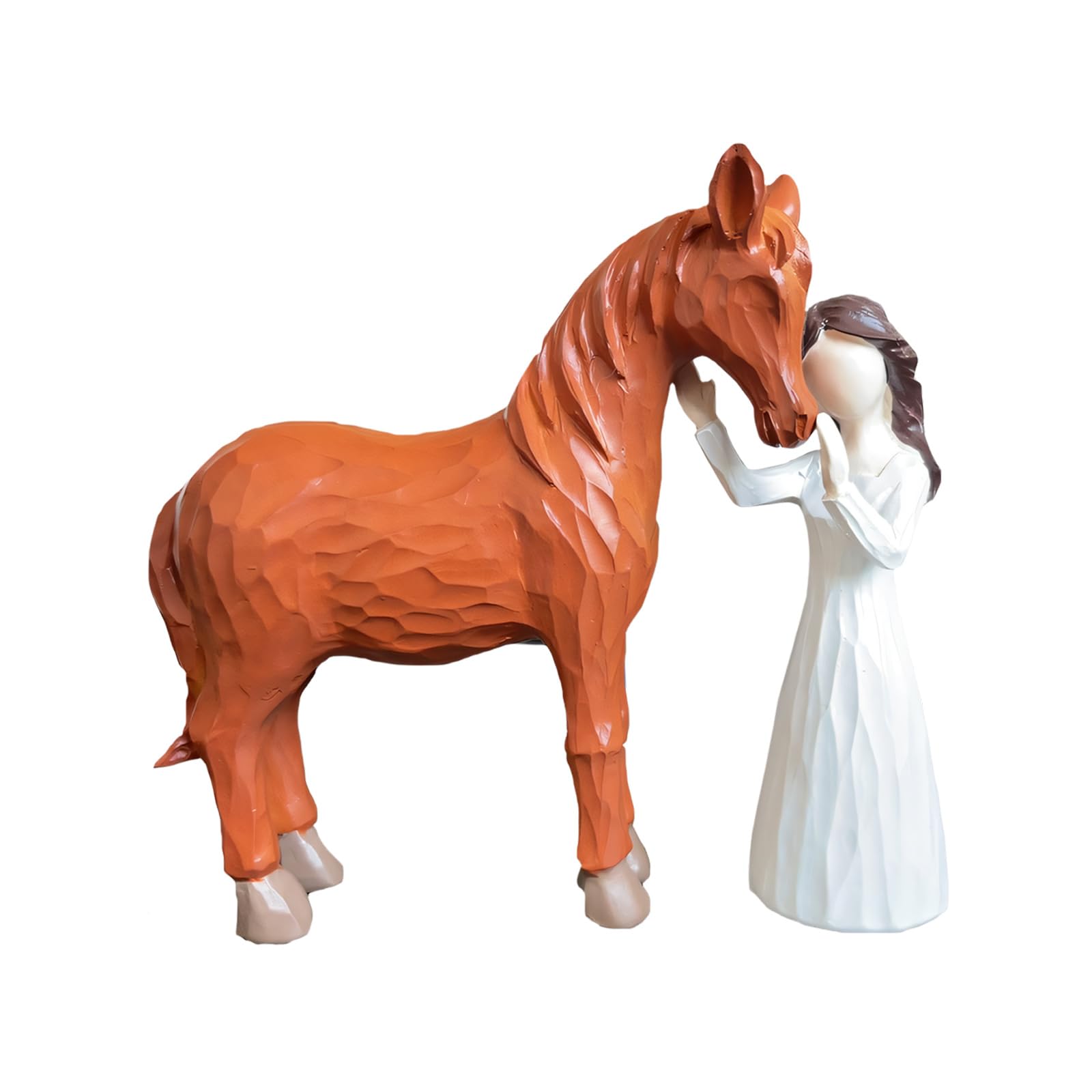 HZBB Girl Embraces Horse Statue Handcrafted Resin Sculpture for Home Offices Decor Collectible Ornament Memorial Gift Art Collectible Figurine