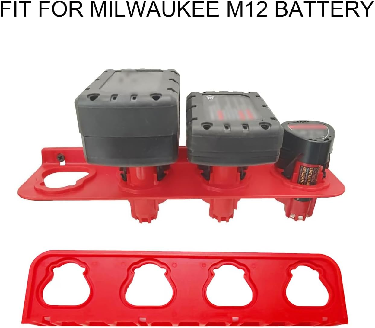 Plastic Battery Organizer Mount Holder Fit for Milwaukee M18 M12 Battery 2 for 12V and 2 for 18V