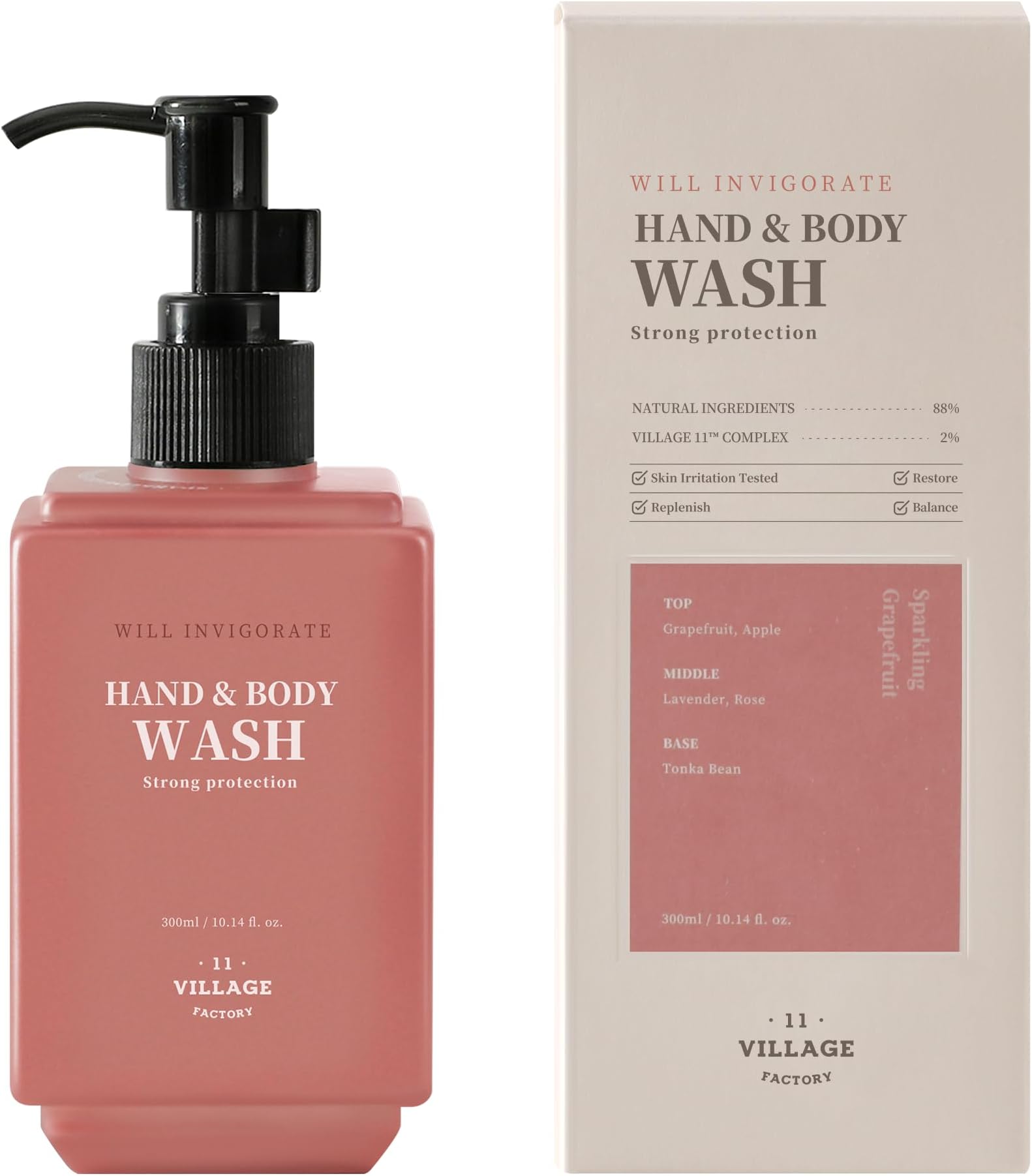 [VILLAGE11FACTORY] HAND & BODY WASH - WILL INVIGORATE (300ml) Korean skincare - Vegan Hand and Body Wash with Lavender & Grapefruit Essential Oils for Deep Cleansing and Hydration