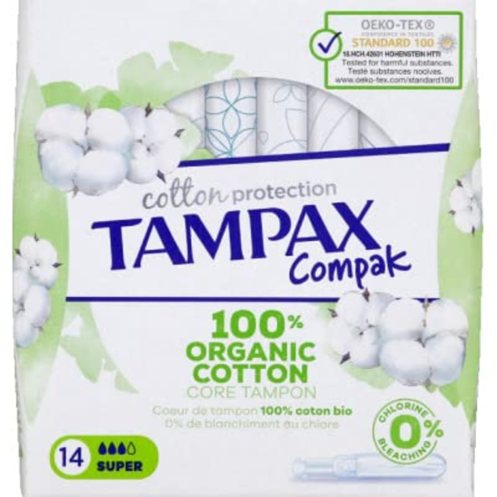 Tampax Timbri tampax compak cotton protezione bio super x14 - Confezione da 14 pezzi