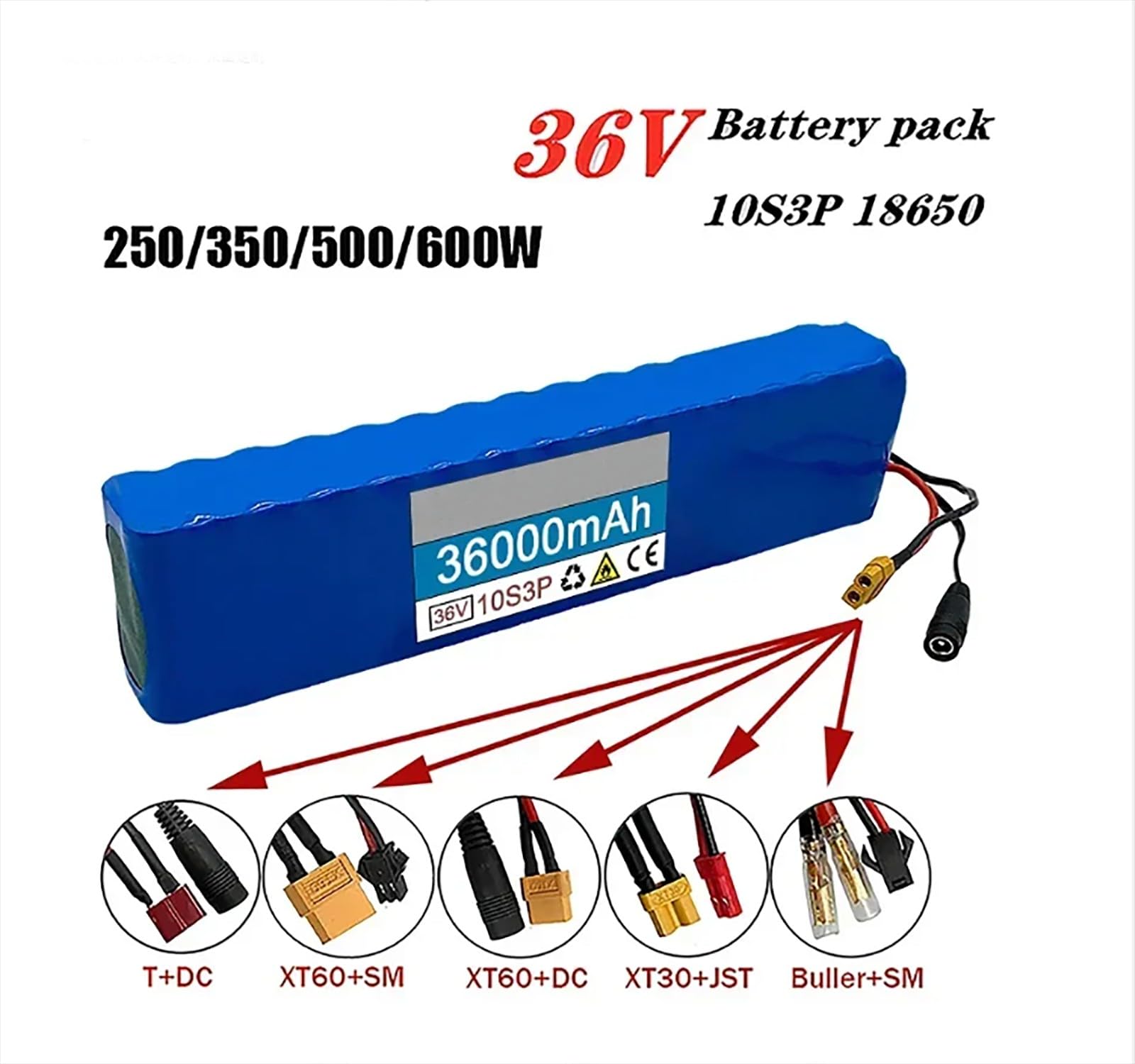 36V 36Ah E-Bicycle Batteria Scooter elettrico Batteria litio 10S3P Batteria ricaricabile Li-Ion 36V Ebike Batteria Scooter elettrico con 42V 2A Caricabatterie Buller+SM