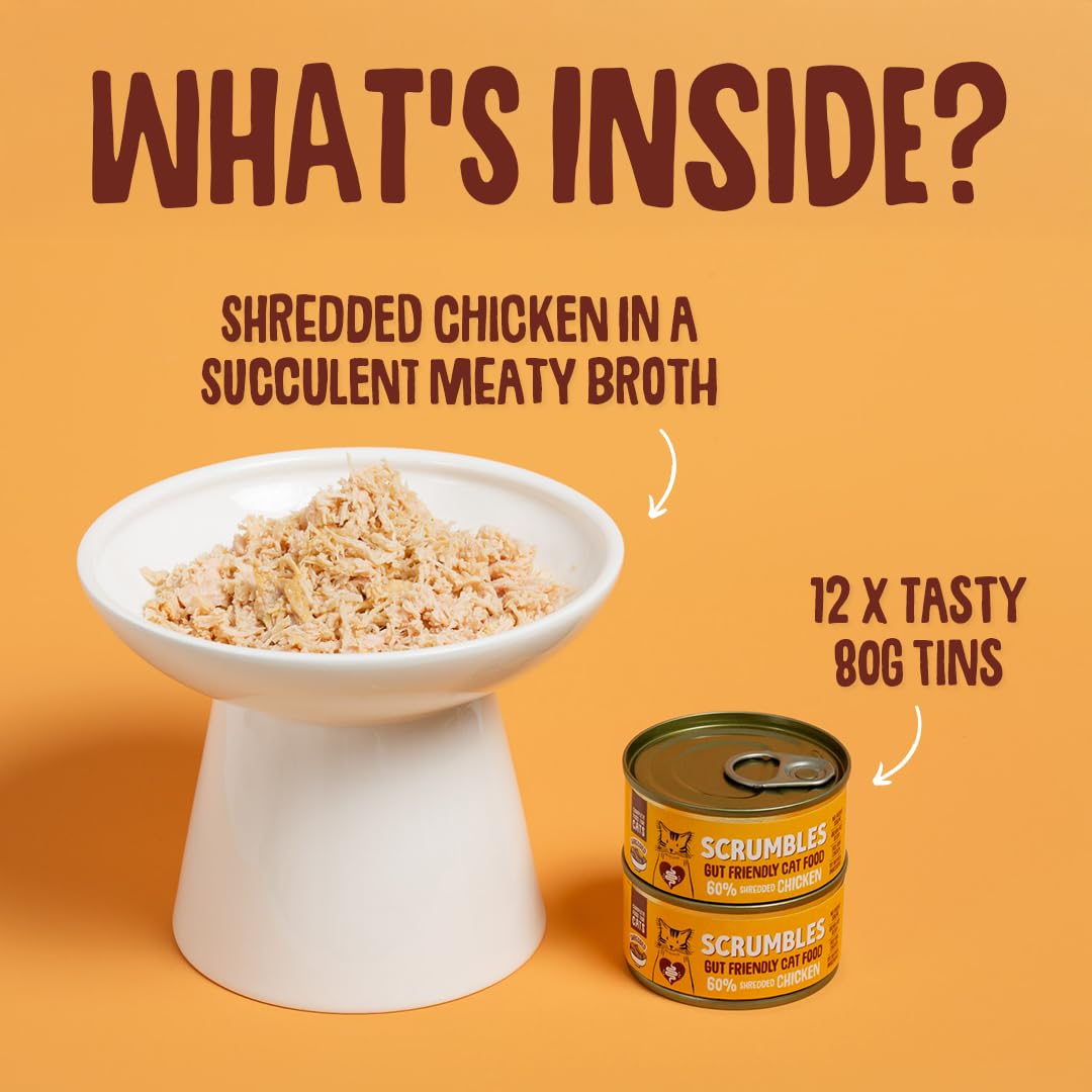 Scrumbles Natural Wet Cat Food, Shredded Chicken in Broth 12x 70g — view 7