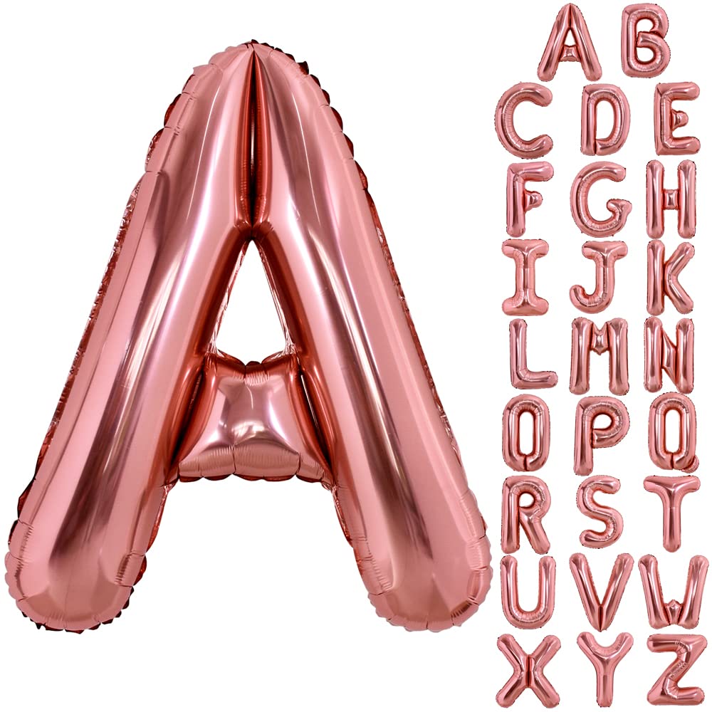 TONIFUL 40 Inch Large Rose Gold Letter A Balloons Giant Alphabet Letter Balloons,Foil Mylar Big Balloons for Birthday Party Anniversary Supplies