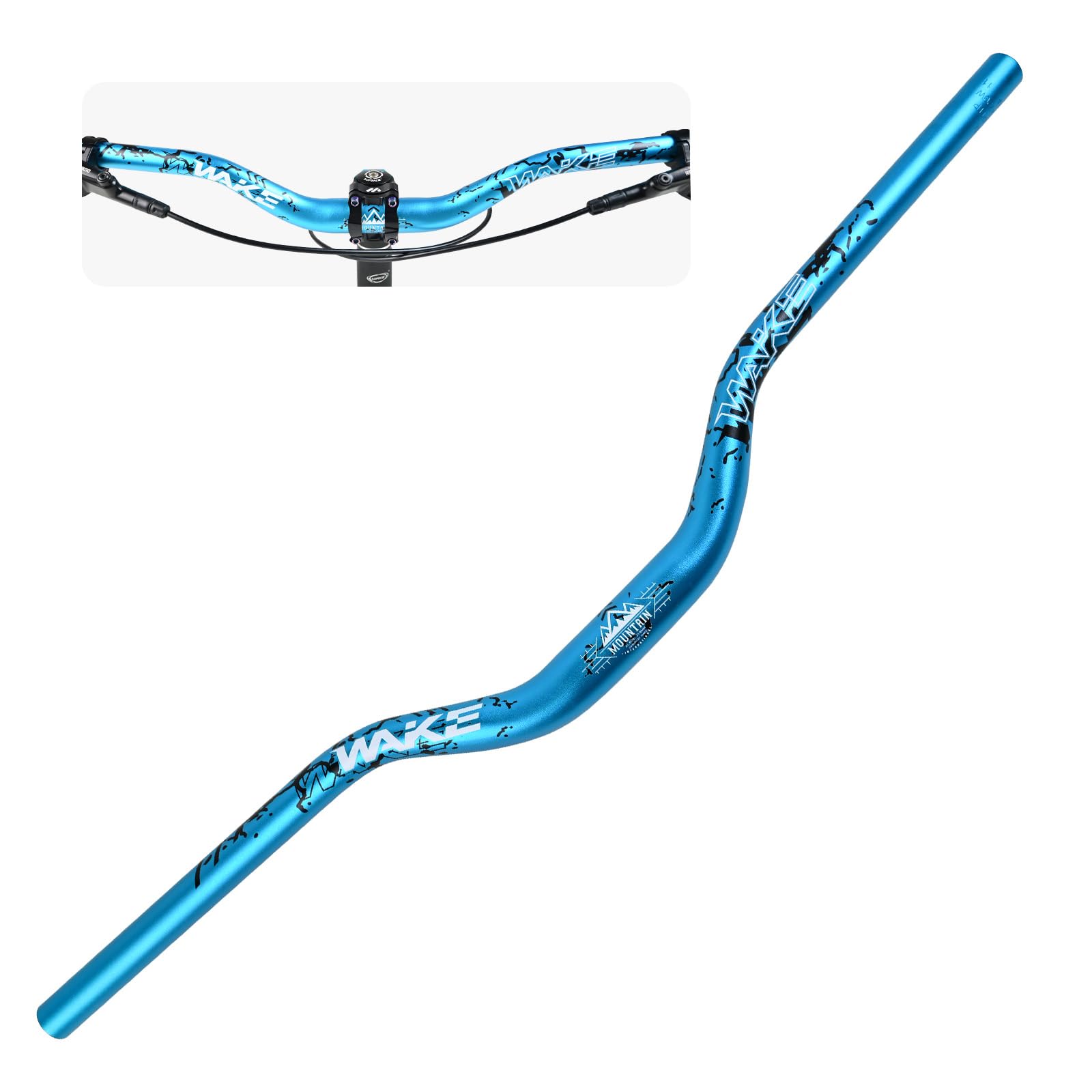 MIGHTYDUTY Wake Bike Handlebar 31.8mm*780mm Extra Long Wide Riser Bar Aluminum Alloy Bicycle Handlebars Riser 55mm Bike Bars for Cycling MTB Mountain Road Bike (Blue)