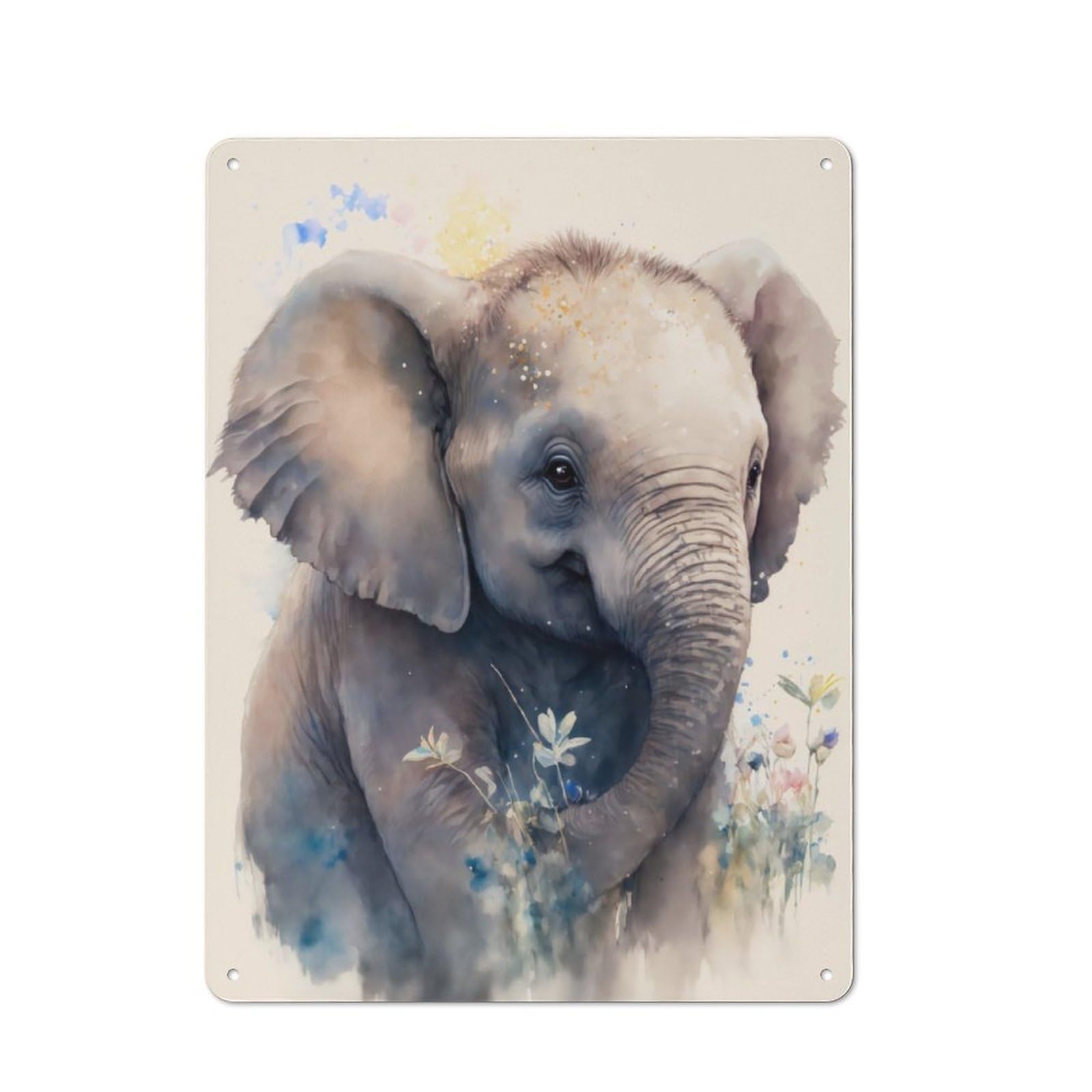 Junmoney Cute Elephant Baby Garden Style Tin Sign 40X30cm, Porch Wall Decor For Patio Bar, Workshop, Shed Or Kitchen
