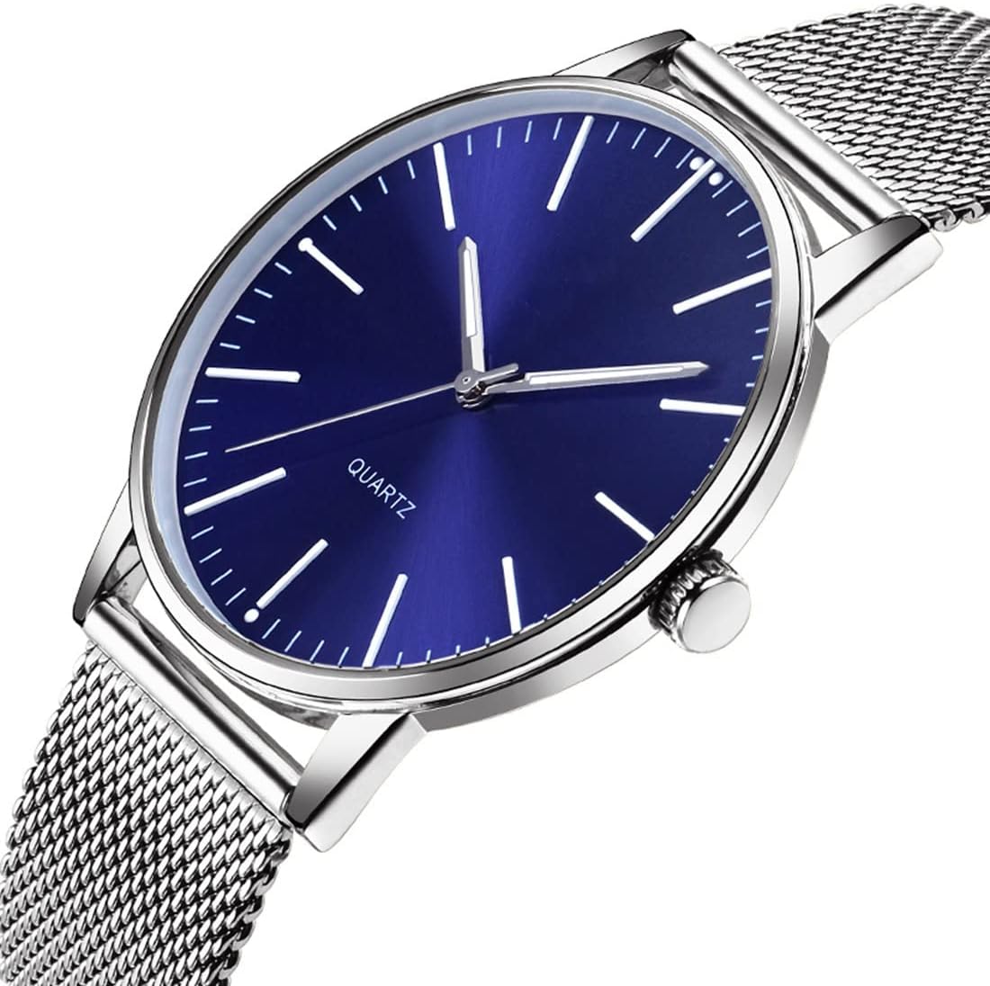 SENRUD Men's Watch Ultra-Thin Minimalist Stainless Steel Mesh Strap Fashion Casual Waterproof Wrist Watch for Men - Image 2