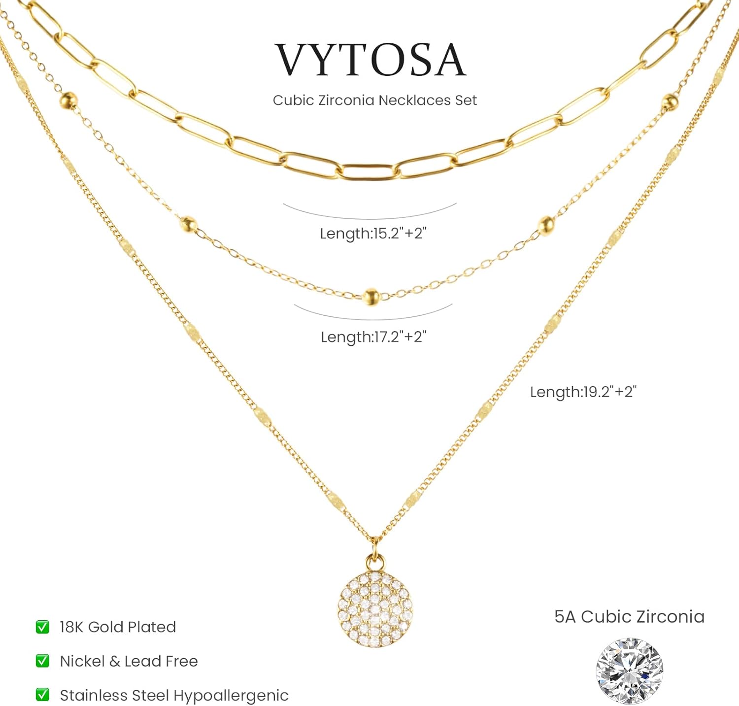 Layered Gold Necklace Stack for Women, 18K Gold Plated Stainless Steel Jewelry, 3 Pcs Dainty Pendant Paperclip Chain Necklace Stack Set, Non-Tarnish Valentine's Day Gift for Her - Image 6