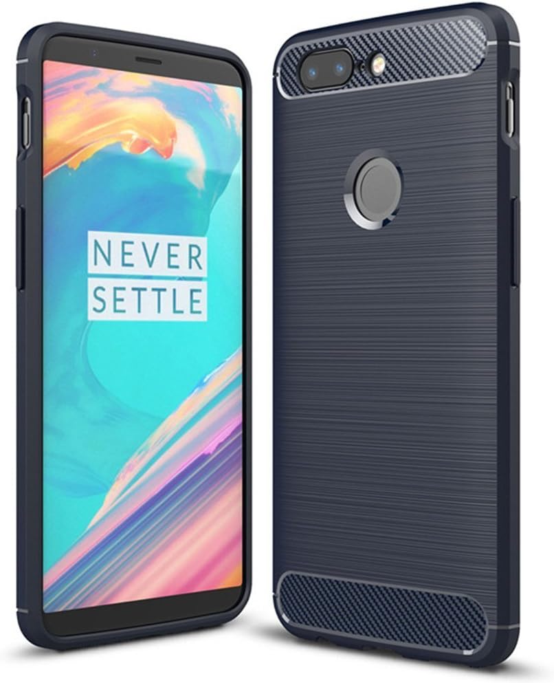 Case Compatible with Oneplus 5t Case, Carbon Fiber Shock Absorption Slim Case Compatible with Oneplus 5T (Blue)