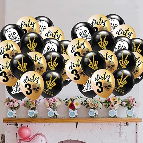 SharkBliss 30PCS Gold, Black \'RIP Twenties\' 12 Inch Balloons, Unisex 30th Birthday Party Decorations - Thumbnail 3