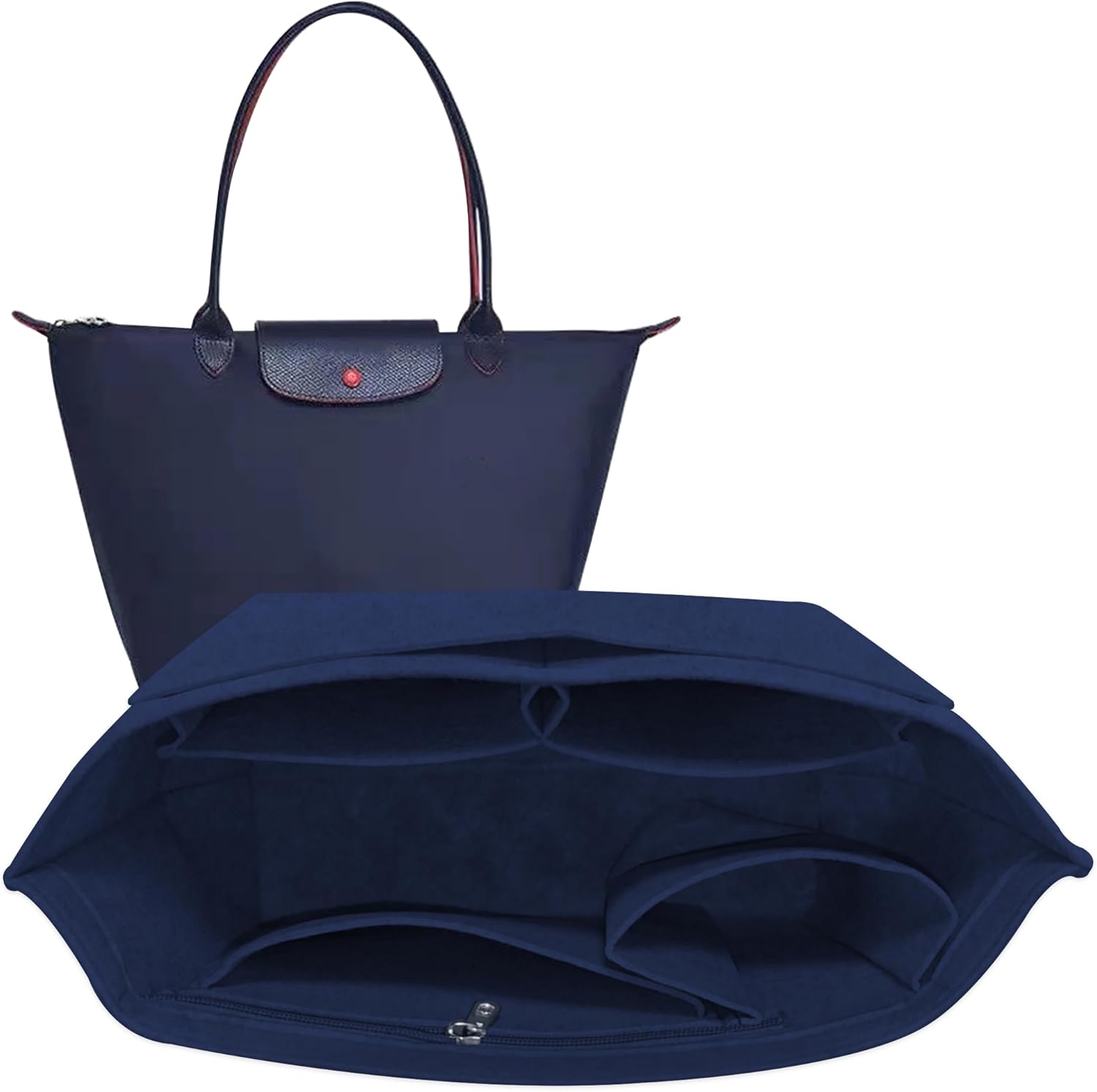 Large Navy Felt Organizer Insert for Longchamp Le Pliage Bags Large Navy Felt Organizer Insert for Longchamp Le Pliage Bags