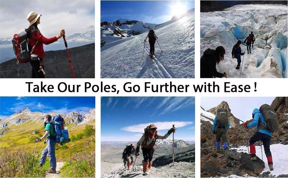 Image of Hiking Trekking Poles, Collapsible,Lightweight, Anti Shock, Hiking or Walking Sticks,Adjustable Hiking Pole for Men and Women (1pcs Blue)