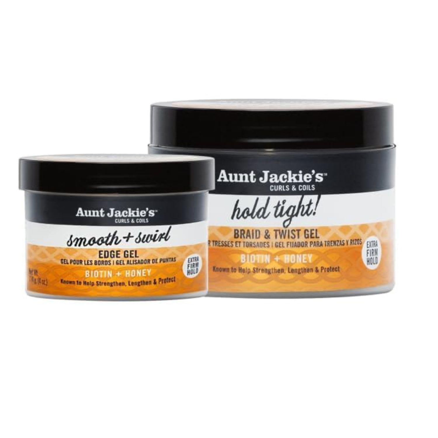 Aunt Jackie's Curls & Coils Hold + Smooth Bundle – Includes 7.5oz Braid & Twist Gel | 4oz Award-Winning Edge Control