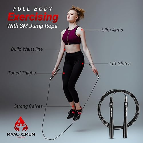 Miniatura 6 de Cuerda de salto premium, ligera, autobloqueante, ajustable para adultos, cuerda de salto de velocidad, fitness, crossfit, boxeo, artes marciales