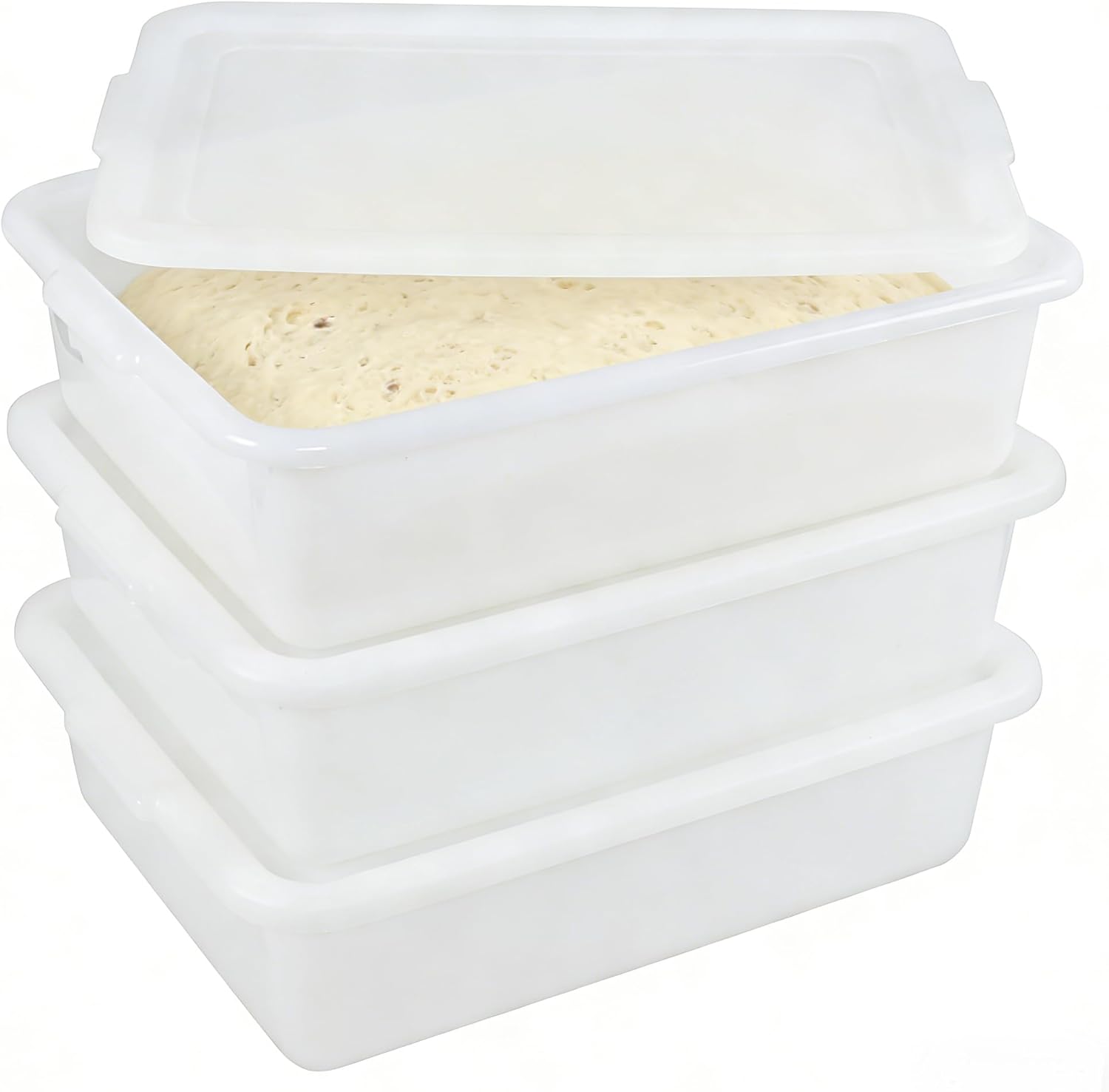 Zopnny Pizza Dough Proofing Box, 17 x 12.6-Inch, Preparation Container with Lid, Household Bread Dough Tray, Stackable Commercial Quality Trays, BPA Free