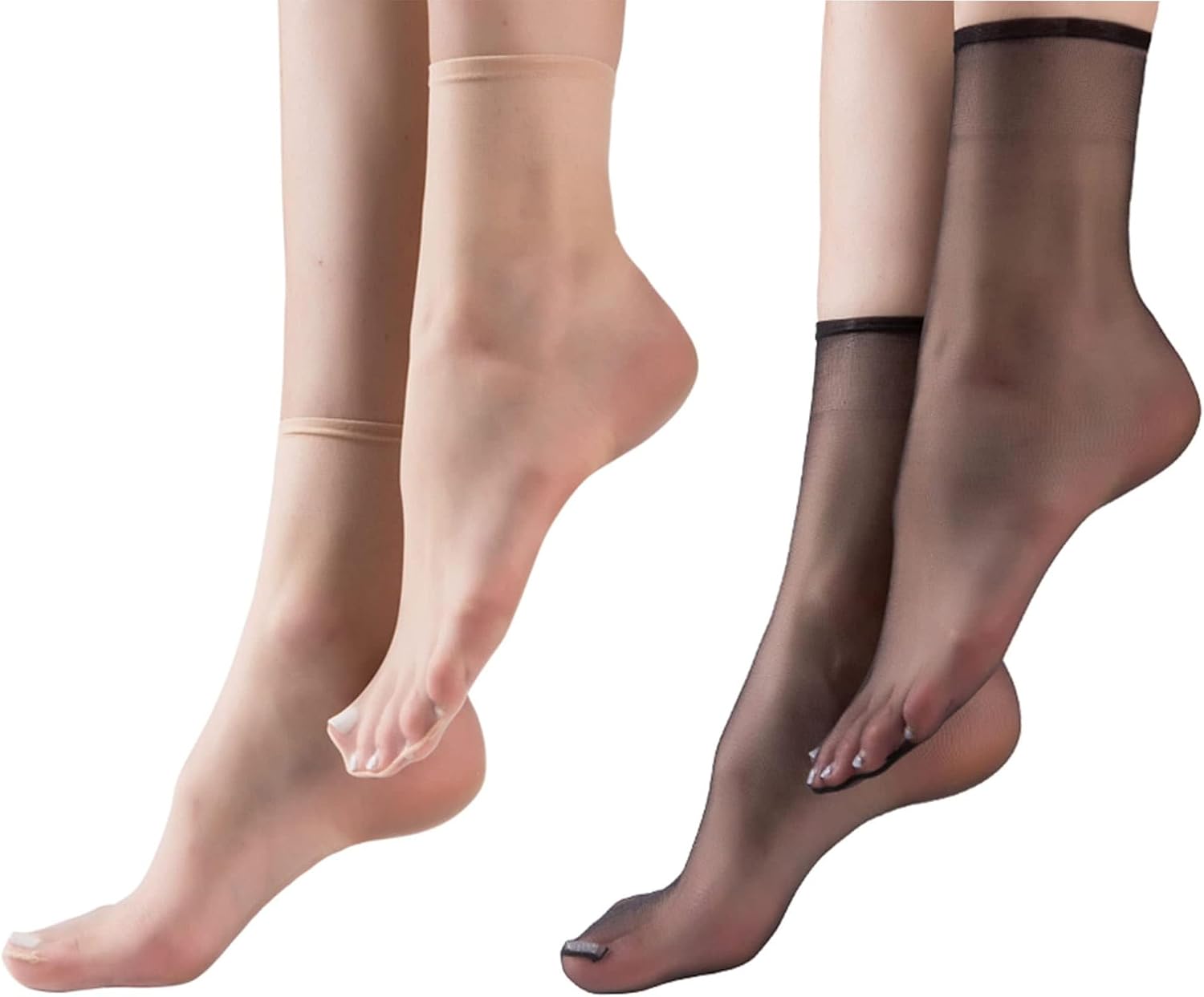 TeenFighter 5/20 Pairs Crystal Transparent Silky Nylon Ankle Socks for Girls, Ultra-Thin No Show Elastic Socks for Women