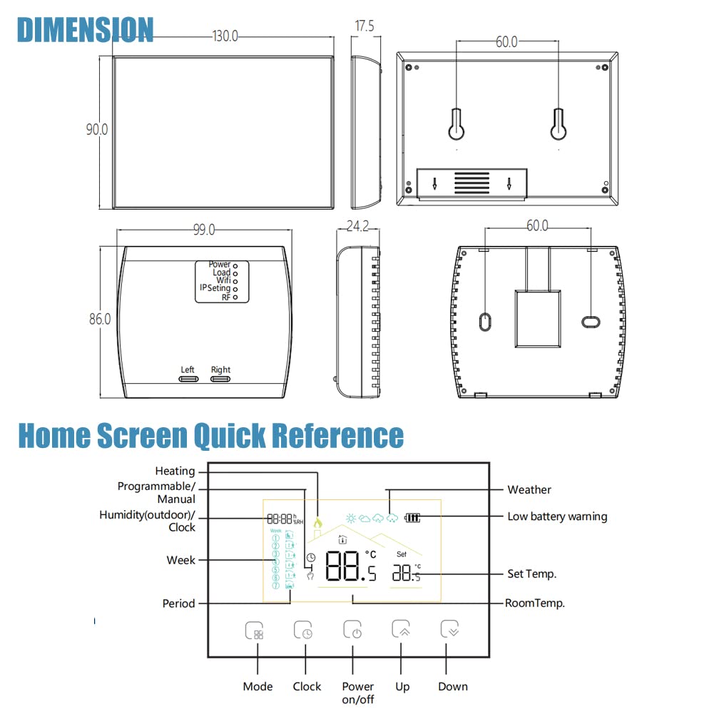 Termostato Calefaccion WiFi Inalámbrico,Inteligente para Calefacción de Calderas, Termostato Calefaccion Programable WiFi Pilas Compatible con Alexa Google Home