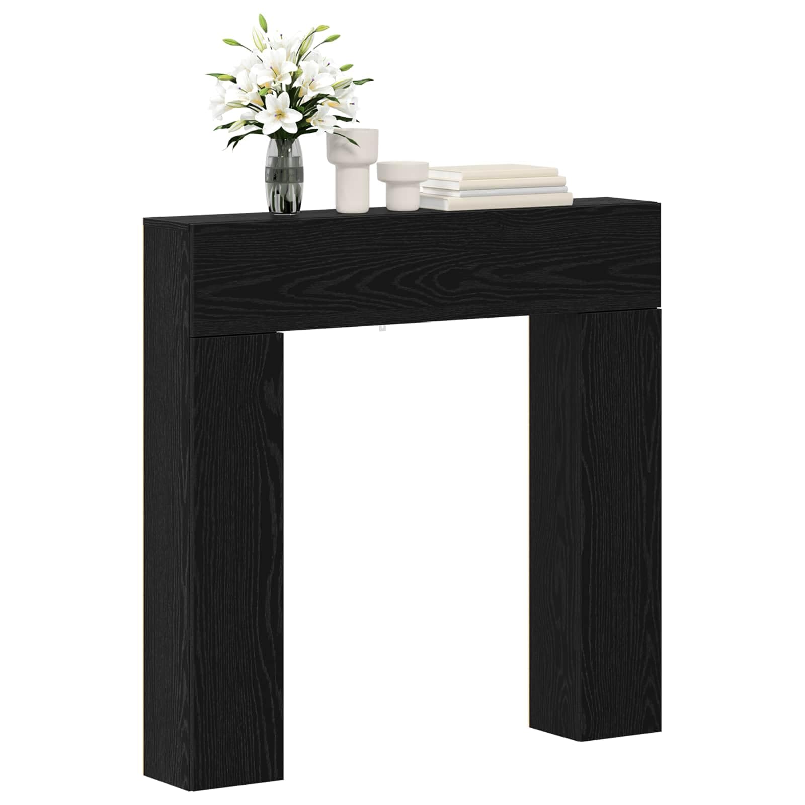 vidaXL Fireplace Surround Black Oak 102 x 18 x 100.5 cm