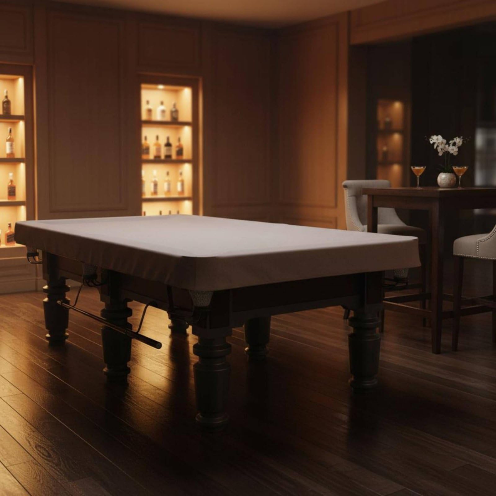 Copertura Tavolo da Gioco Personalizzabile con Copertura Tavolo da Biliardo Antipolvere Copritavolo Elastico per Eventi Promozionali, Beige, Beige, 9 Piedi 145 270 18cm