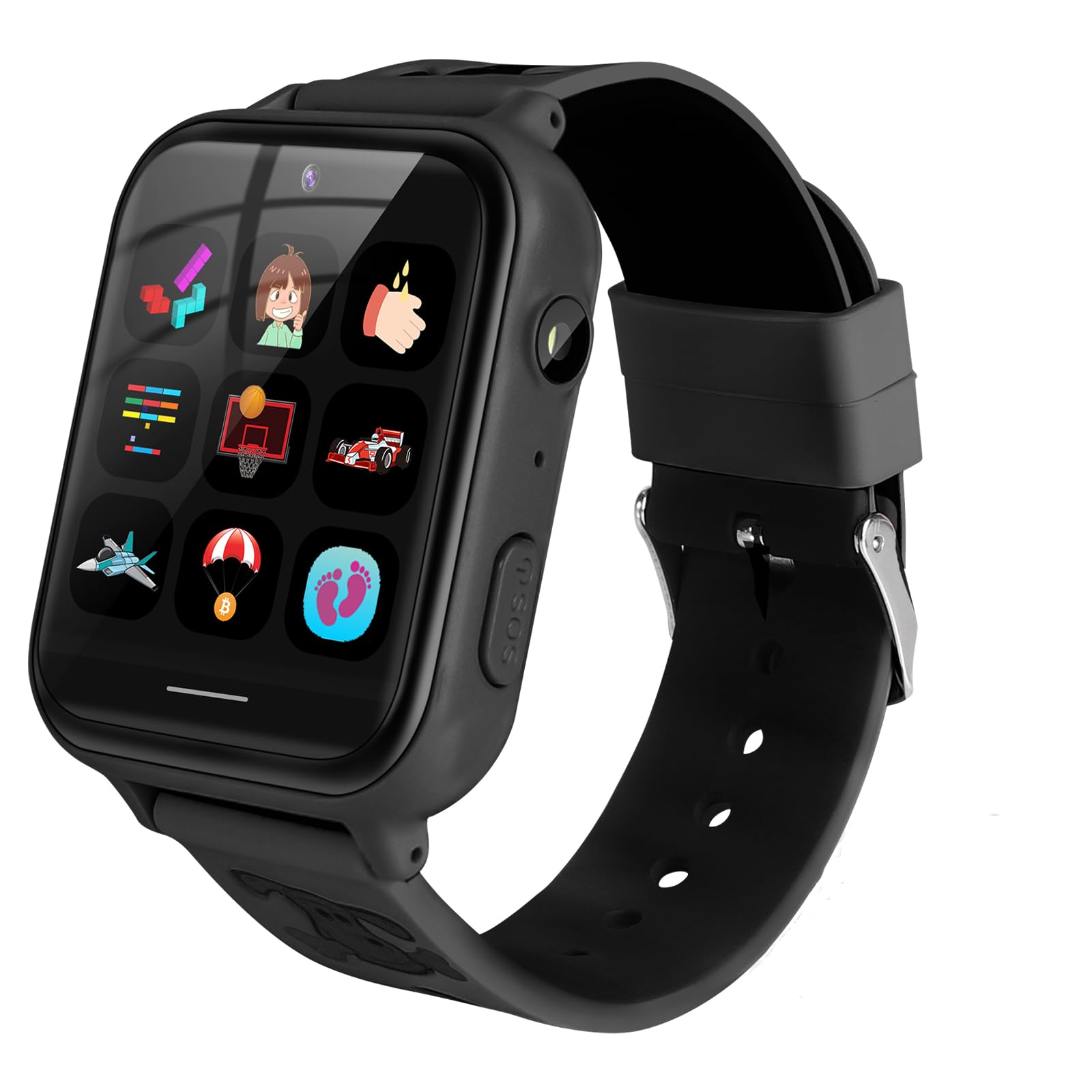 OKYUK 4G Smartwatch Kinder mit Telefon und GPS, Videoanrufe/Voice Chat/SOS/Schulmodus/SMS/Wecker, Kinder Smartwatch mit Schrittzähler Schlafen, Geschenk für Mädchen Junge (A2 Schwarz)