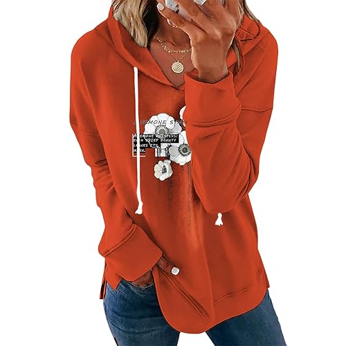 Women's Brown Mandala Print Hoodie Long Sleeve Loose Fit Tunic