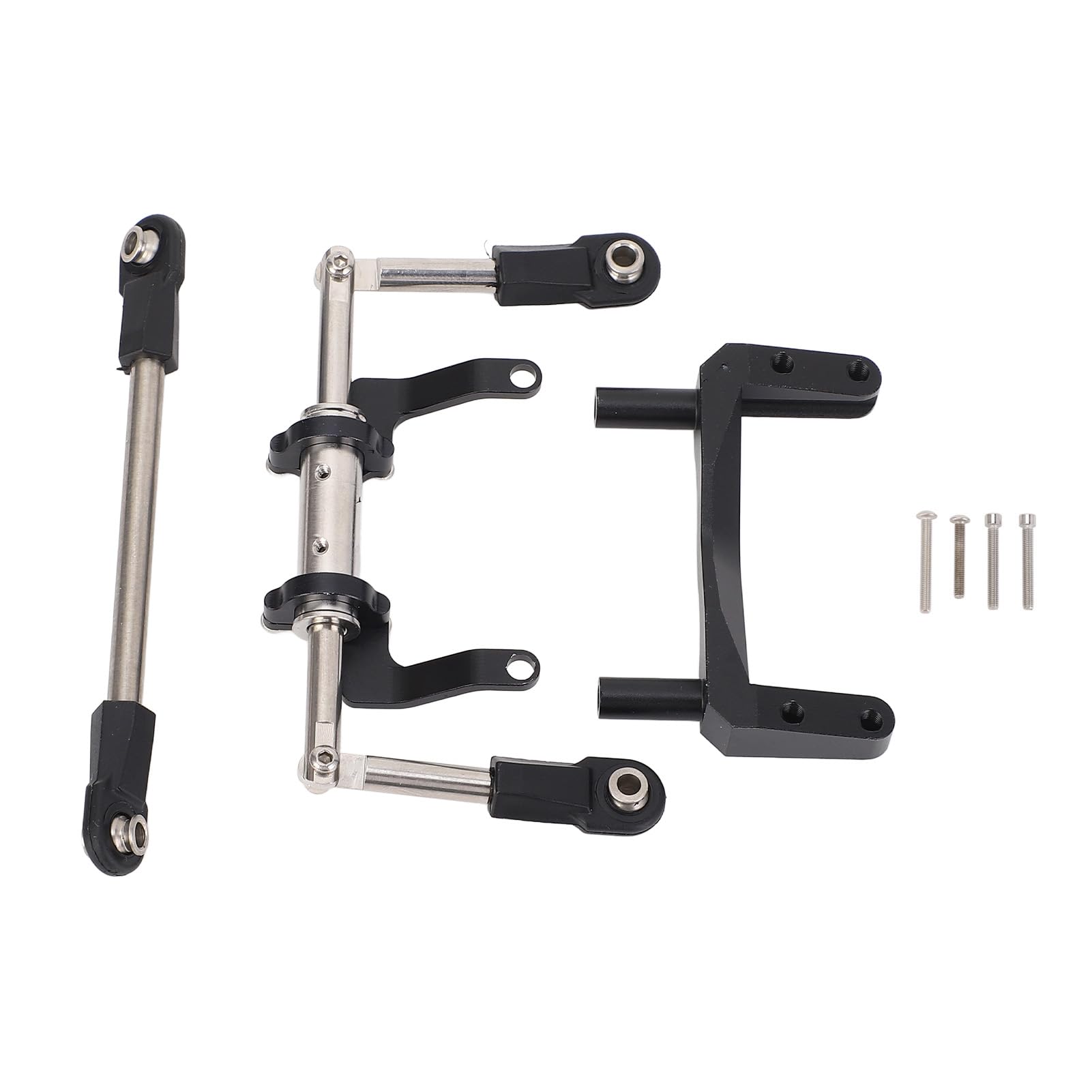 RC Car Servo Mount, Aluminum Alloy Lightweight Hydraulic Steering Link with Adjustable Damping for SCX10, High Performance Shock Absorption for 1/10 Scale Vehicles (Black)