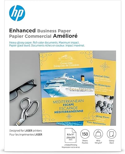 HP láser a color Brochure Paper 97Brillo 40lb 812X 11 blanco 150shtsPK