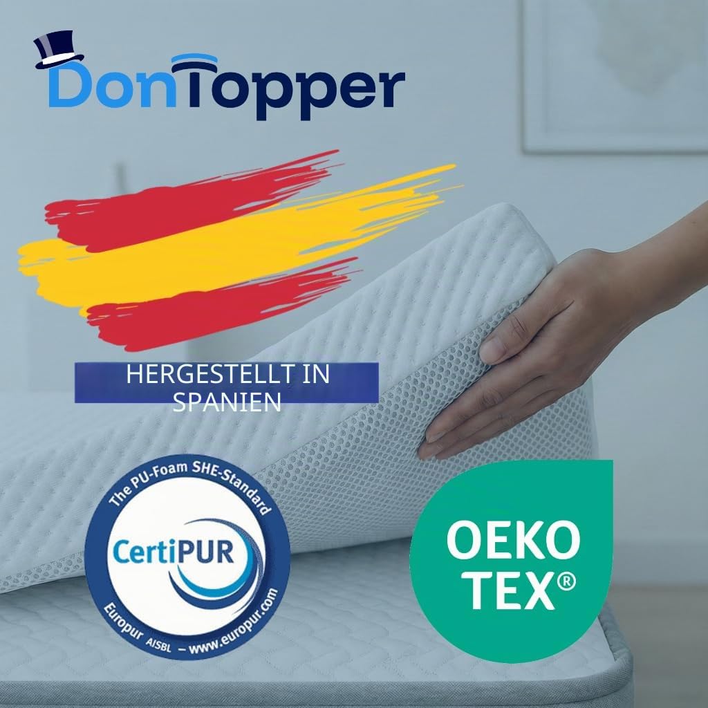 Matratzen Topper 90x180 cm | Höhe 5CM H2&H3 | Abnehmbarer und waschbarer Überzug | Linderung von Muskelverspannungen | Wendebar | Matratzenauflage 100% viskoelastisch | Matratzentopper 90x180