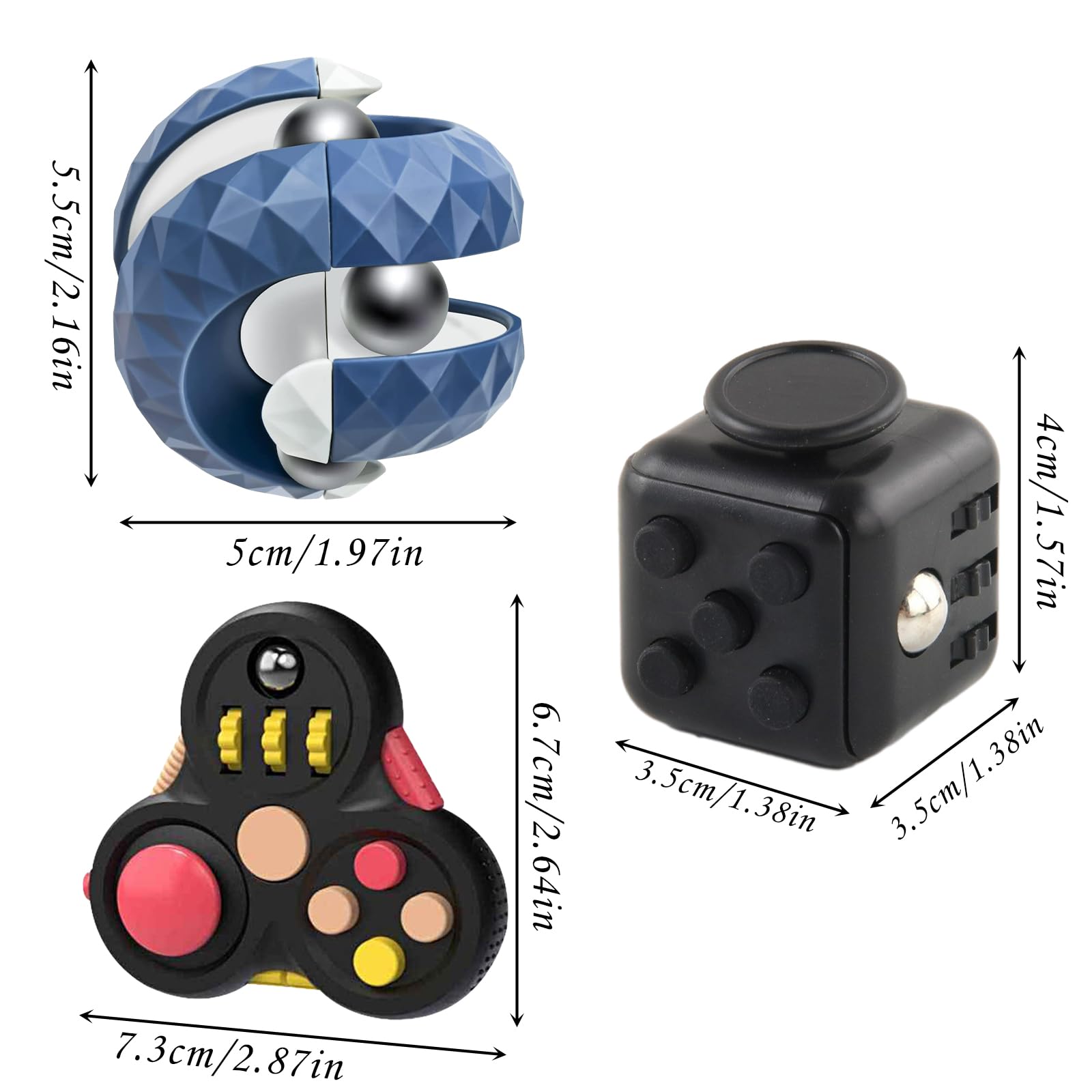 Uteruik Fidget Cube Pad – 9 Côtés Anti-stress Avec Joystick, Boutons, Engrenages, Interrupteur – Pour Adulte Et Enfant – Réduction D'anxiété