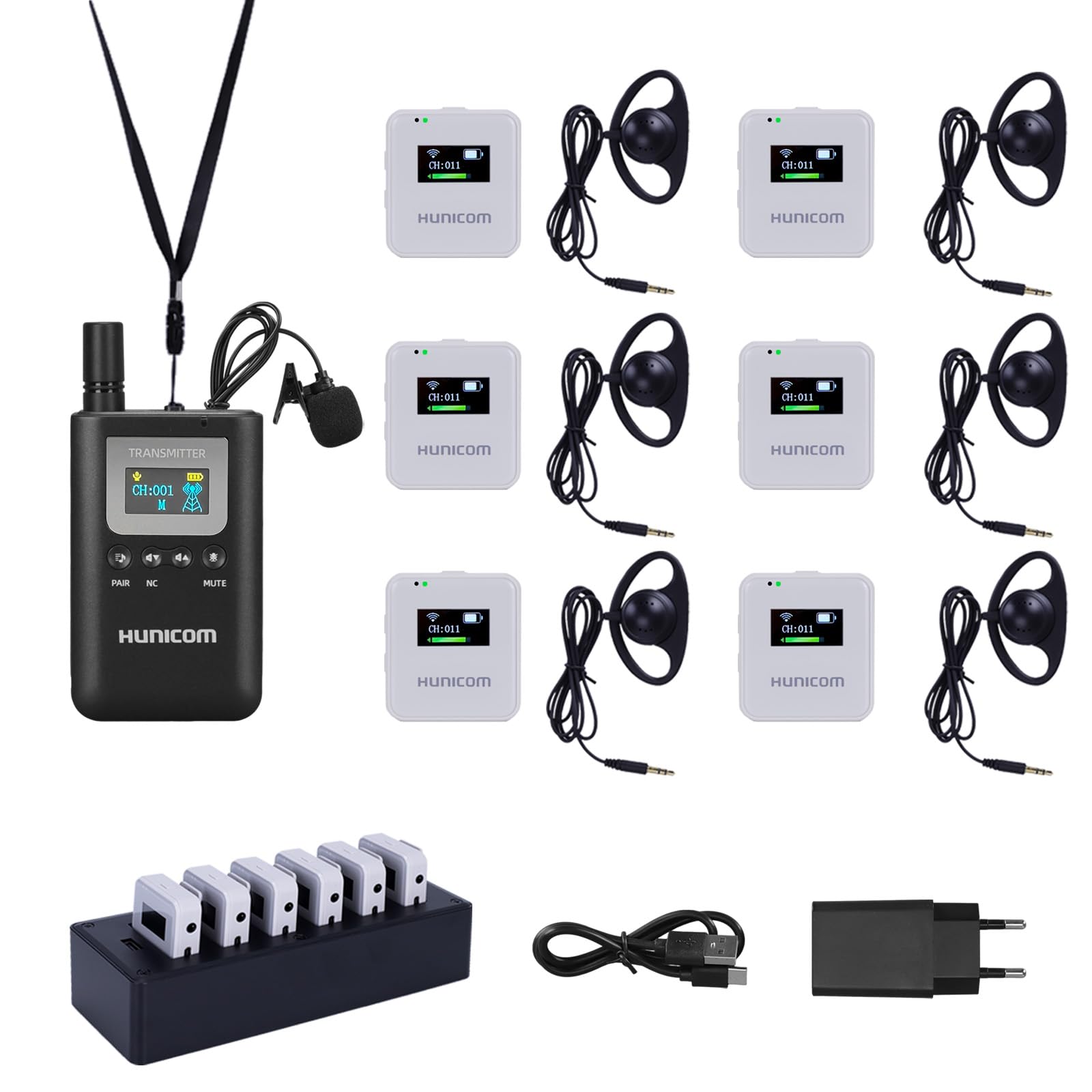 HUNICOM Système de guide de tour sans fil : solutions de guidage professionnelles de groupe avec une qualité sonore claire, une transmission stable et une longue durée de vie de la batterie
