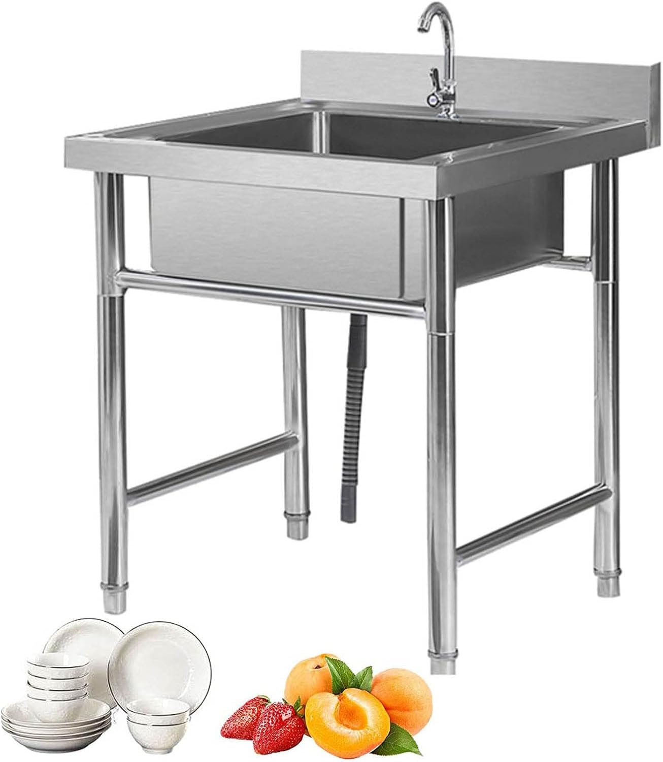 MEFFEE Free Standing Sink, Free Standing Kitchen Sink, 304