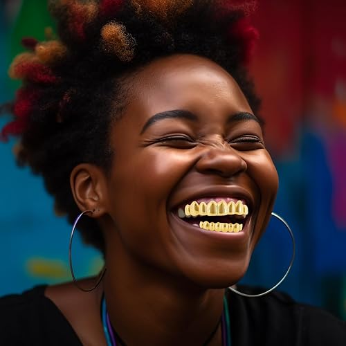 Miniatura 5 de 16 piezas chapadas en oro de 18 quilates con acabado dorado de 18 quilates, 8 dientes superiores + 8 dientes inferiores, parrillas bucales Hip Hop