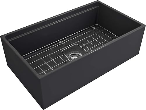 Miniatura 11 de BOCCHI Contempo - Delantal para estación de trabajo, con borde delantero, arcilla refractaria de 33 pulgadas, fregadero de cocina de un solo tazón