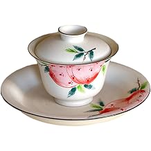Chinesische Retro handbemalte Shou Tao Fu Ling Keramikdeckel Sch ssel - Fu Ling Deckel Sch ssel + Topflappen