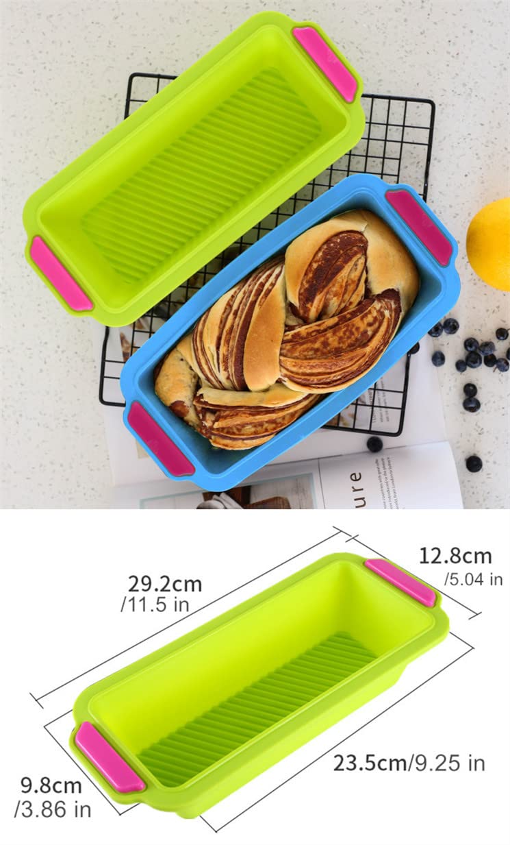 KeepingcooX Rectangle Silicone Cake Bread Mold | Beautiful Loaf Pan with Handle Grips - 8.6 x 3.9 x 2.3 Inch | 100% Pure Food Grade Nonstick Professional Silicone Bread and Cake Trays (Pink)