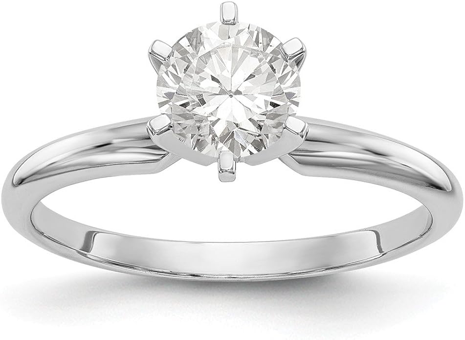 14k White Gold Engagement Solitaire 1ct. Classic Dome 6Prong Ring Band