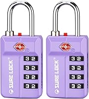 Vista 17 de SURE LOCK Cerraduras de equipaje con combinación de 4 dígitos reiniciables aprobadas por la TSA con alerta abierta, diales de fácil lectura