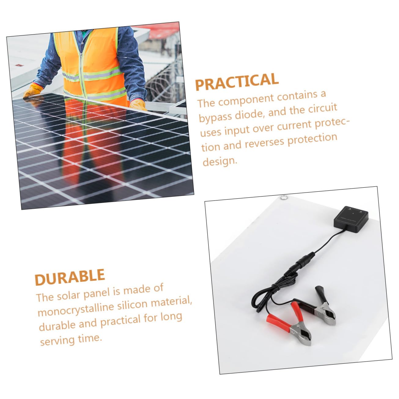 BESPORTBLE 1juego Panel Solar Usb Doble Puerto Cargador Solar Portátil Para Automóviles y Campers Resistente Altas Temperaturas y Condiciones Climáticas Adversas