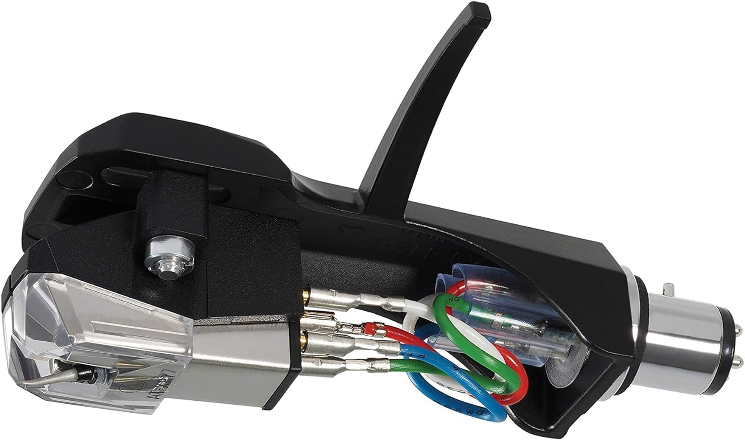 AUDIO TECHNICA AT-XP7/H Headshell/Elliptical Bonded Stylus DJ Turntable Cartridge Combo Kit 1/2" Mount includes Mounting Hardware (Black/Clear)